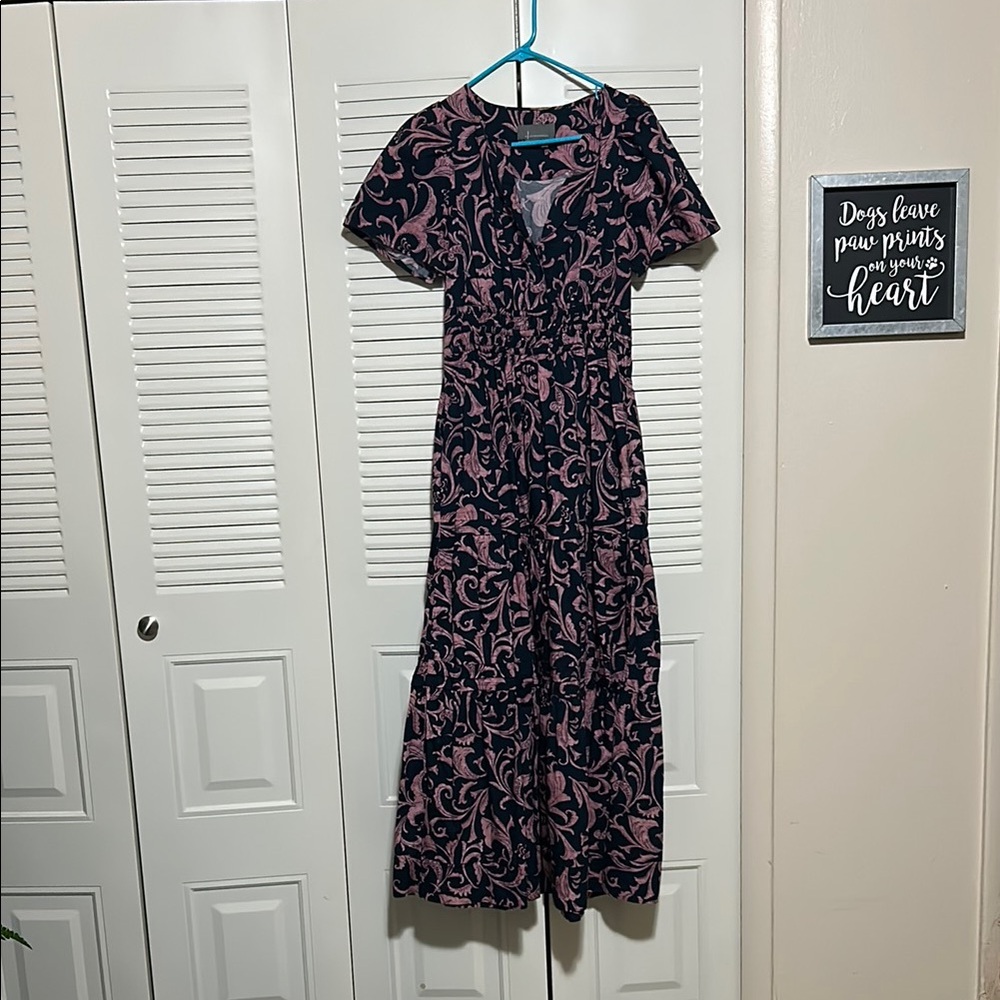 Anthropologie Blue Flutter Sleeve Maxi Sundress